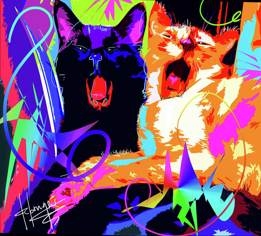 pOpCats Kona and Bo Painting by DC Langer