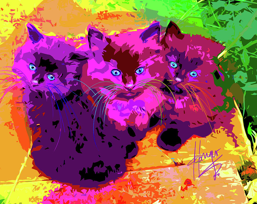 pOpCats The Three MusCATteers Painting by DC Langer