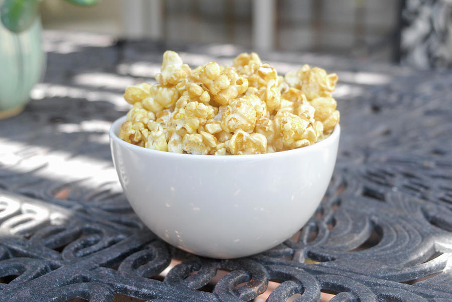 Popcorn In A White Bowl Photograph by Clarke Cond
