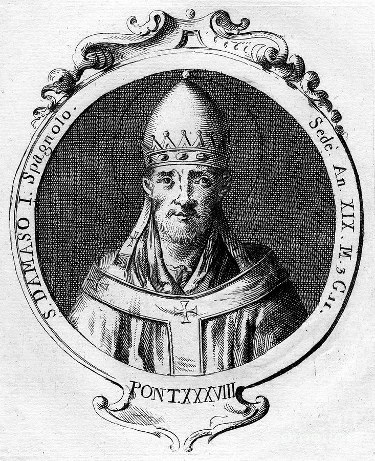 Pope Damasus I, Pope Of The Catholic Drawing by Print Collector