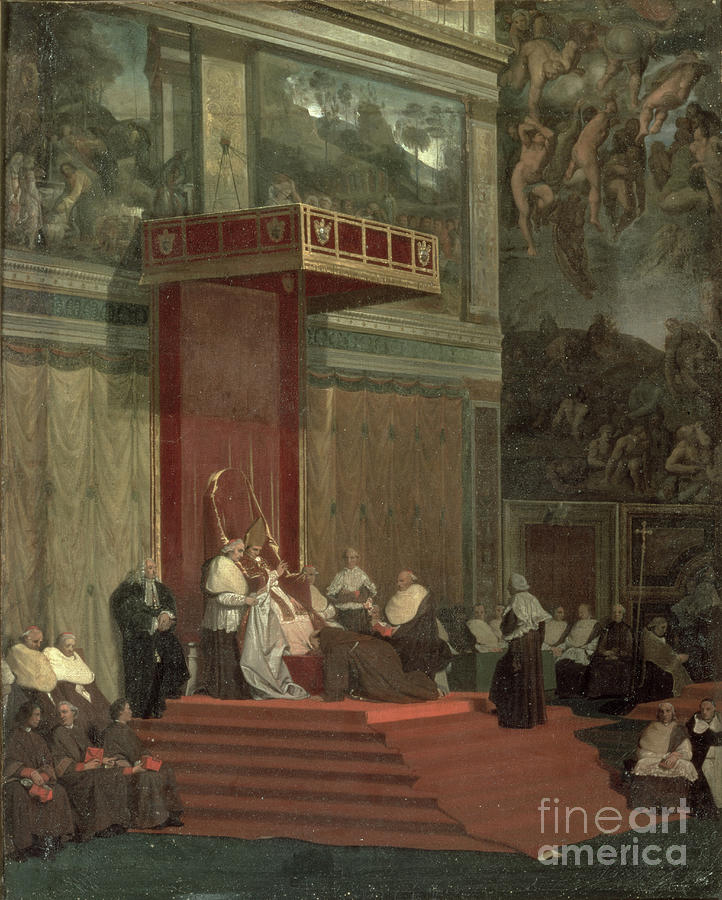 Pope Pius Vii Painting by Jean Auguste Dominique Ingres