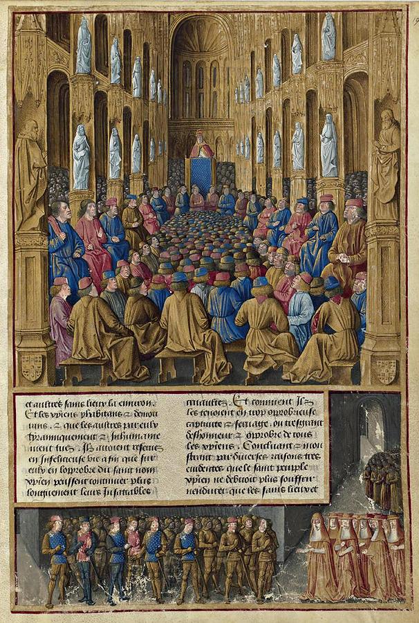 Knight Painting - Pope Urban II preaches for 1st crusade at Council of Clermont 18.11.1095 in cathedral to audience... by Album
