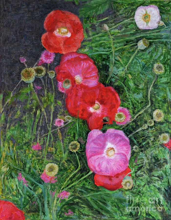 Poppies, 2009 Oil On Wood Painting by Ruth Addinall