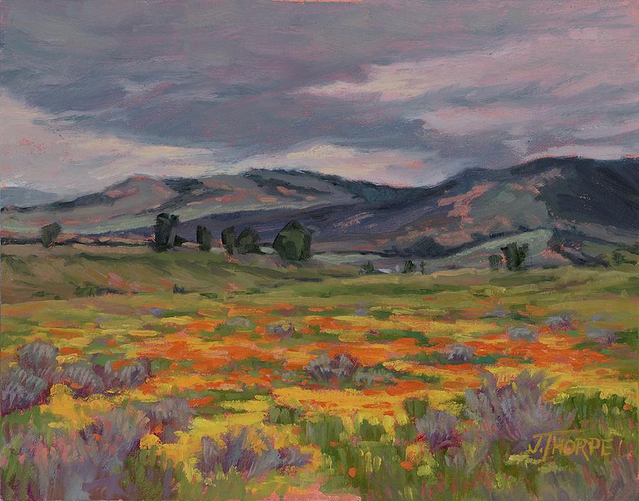 Poppies, Antelope Valley, 3 Points Rd. Painting by Jane Thorpe