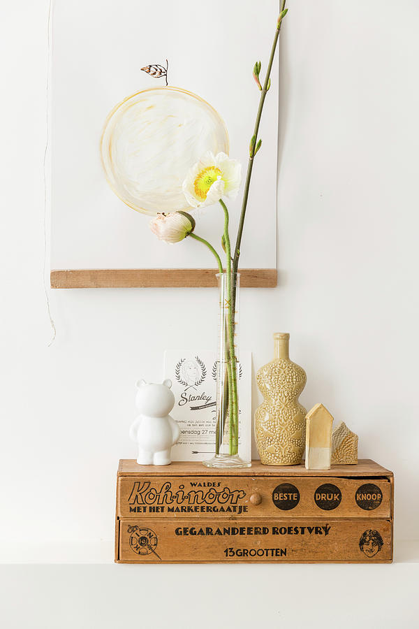 Poppies In Vase On Top Of Old Chest Of Drawers Photograph by Studio Lumino