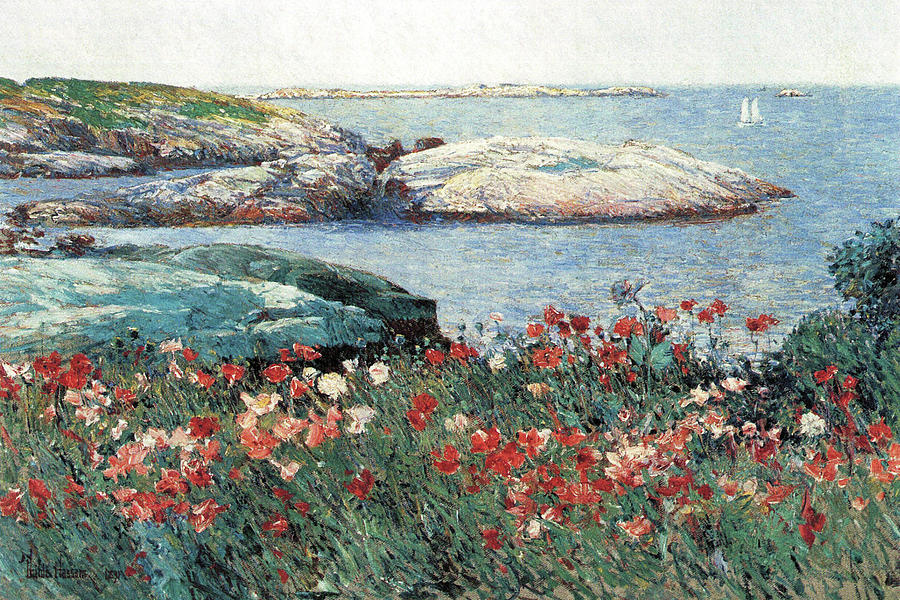 Poppies, Isle of Shoals Painting by Frederick Childe Hassam