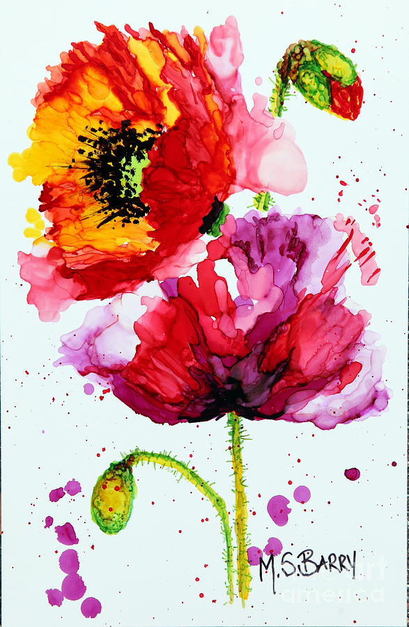 Poppies Painting by Maria Barry