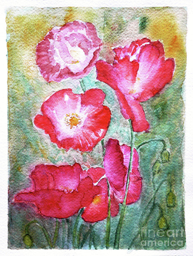 Poppies W Painting by Jasna Dragun