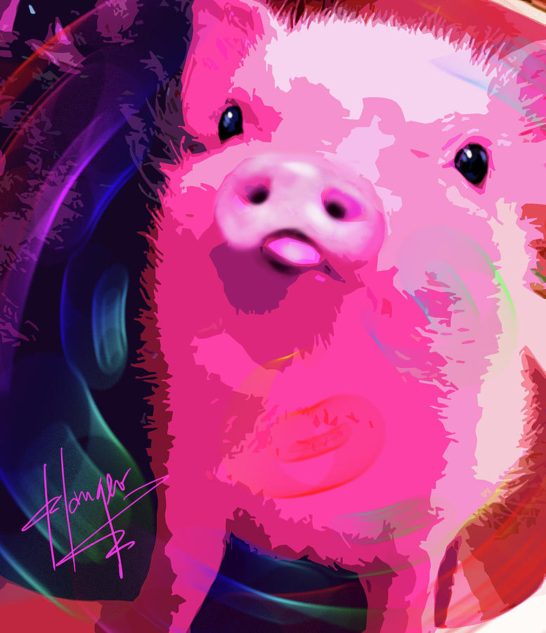 pOpPiggy Pig Newton Painting by DC Langer
