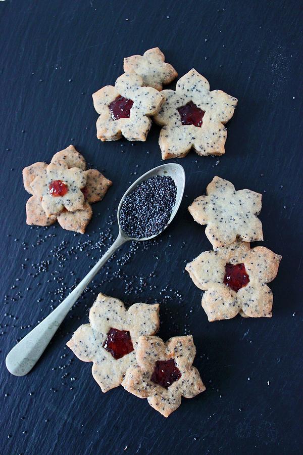 Poppy Biscuits With Jam Photograph by Esspirationen