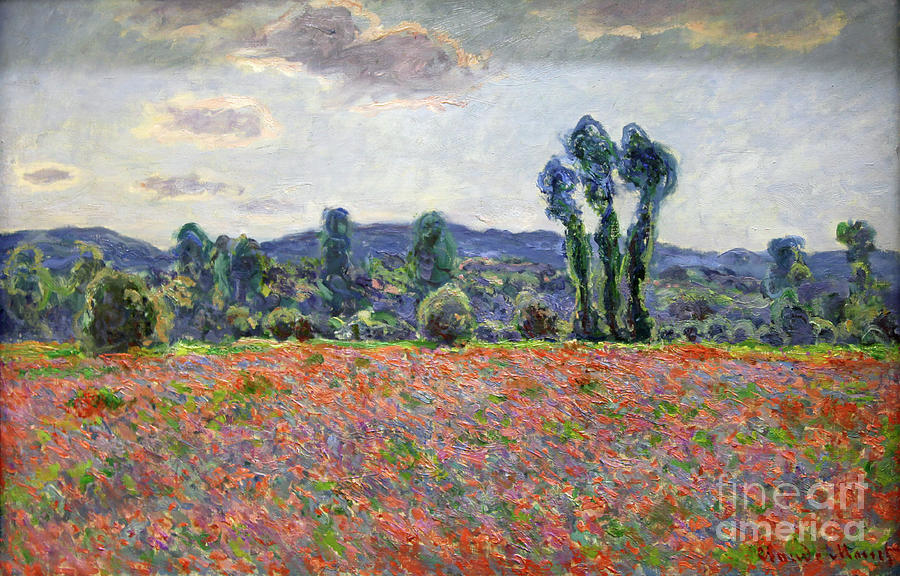 Poppy Field, 1887. Artist Claude Monet Drawing by Print Collector