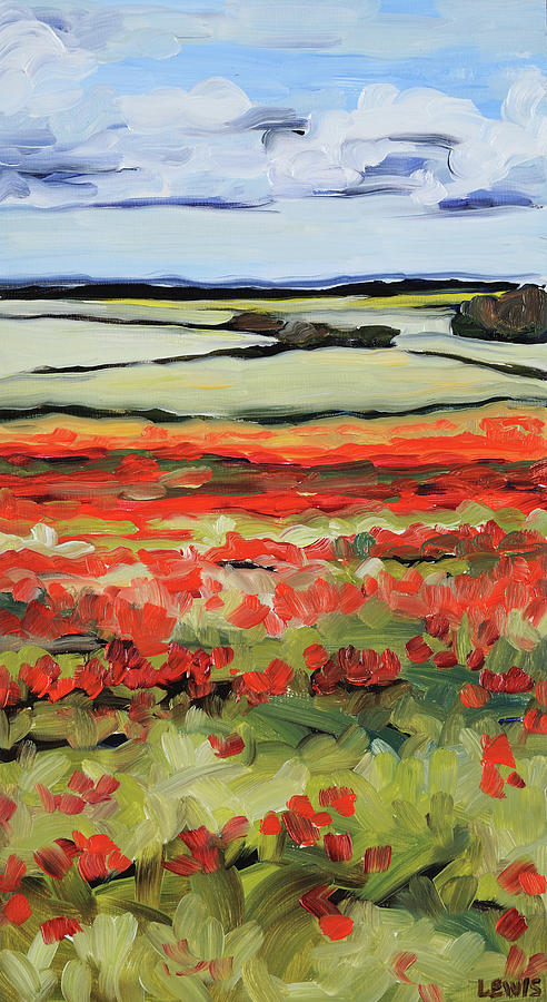 Landscape Painting - Poppy Field by Anne Lewis
