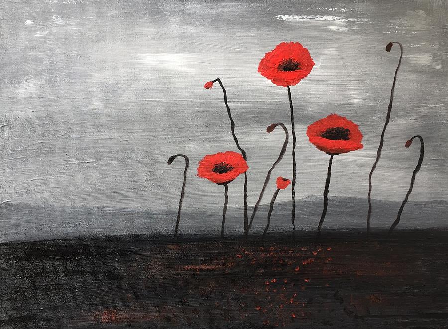 Poppy Field Painting by Barbara Magor