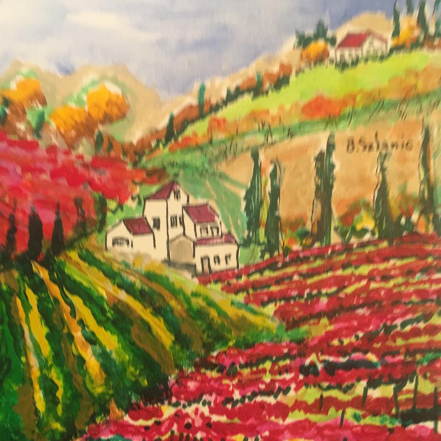 Poppy field in Italy Painting by Barbara Szlanic