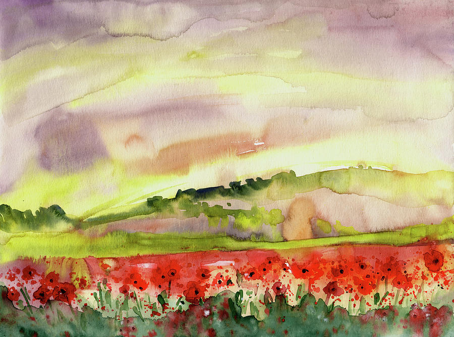 Poppy Field In Spain Painting by Miki De Goodaboom