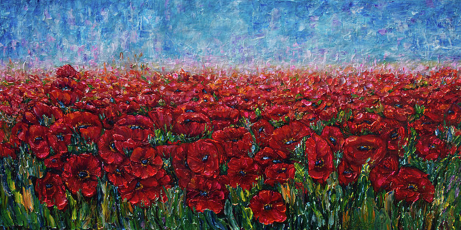 Poppy Field Palette Knife Painting by OLena Art by OLena Art Poppy Field Palette Knife Painting by OLena Art by OLena Art