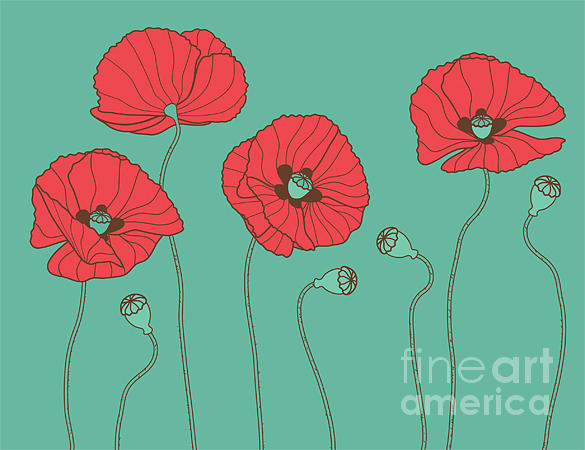 Beauty Digital Art - Poppys - Vector Illustration by Trendywest Beauty Digital Art - Poppys - Vector Illustration by Trendywest