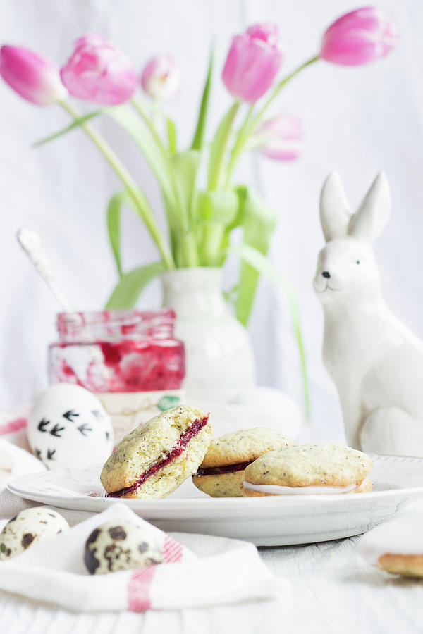 Poppyseed Whoopie Pies With Eggnog And Chocolate Photograph by Tamara Staab