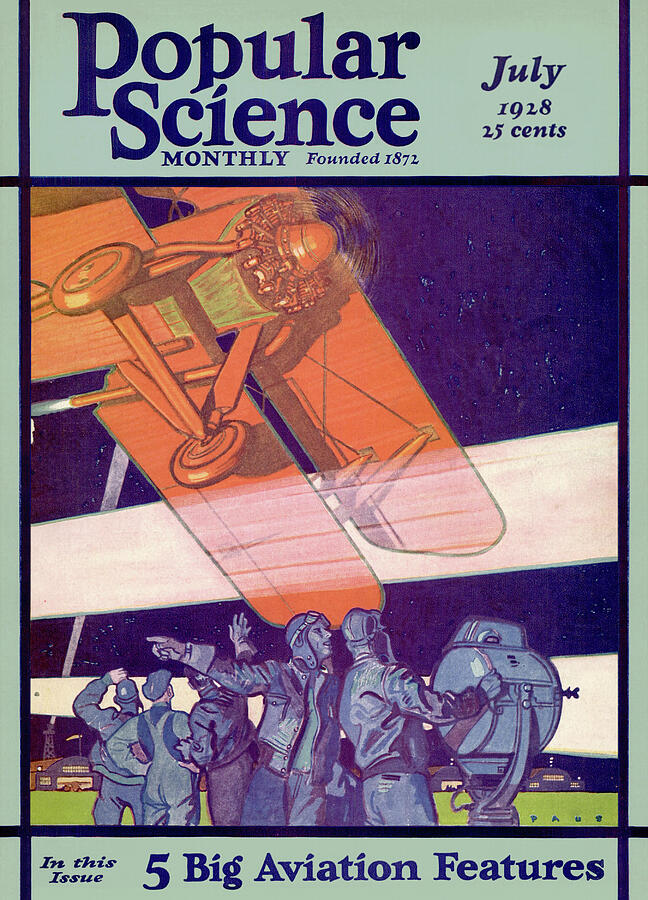 Popular Science Magazine Cover July 1928 Issue Painting by Popular Science Popular Science Magazine Cover July 1928 Issue Painting by Popular Science