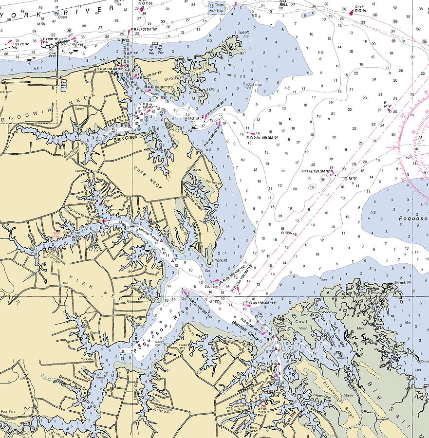 Poquoson Rivervirginia Nautical Chart Mixed Media by Sea Koast Pixels