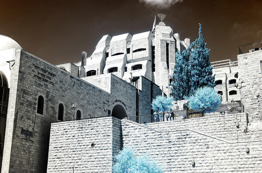 Porat Yosef Yeshiva in Jerusalem Infrared Photograph by John Rizzuto