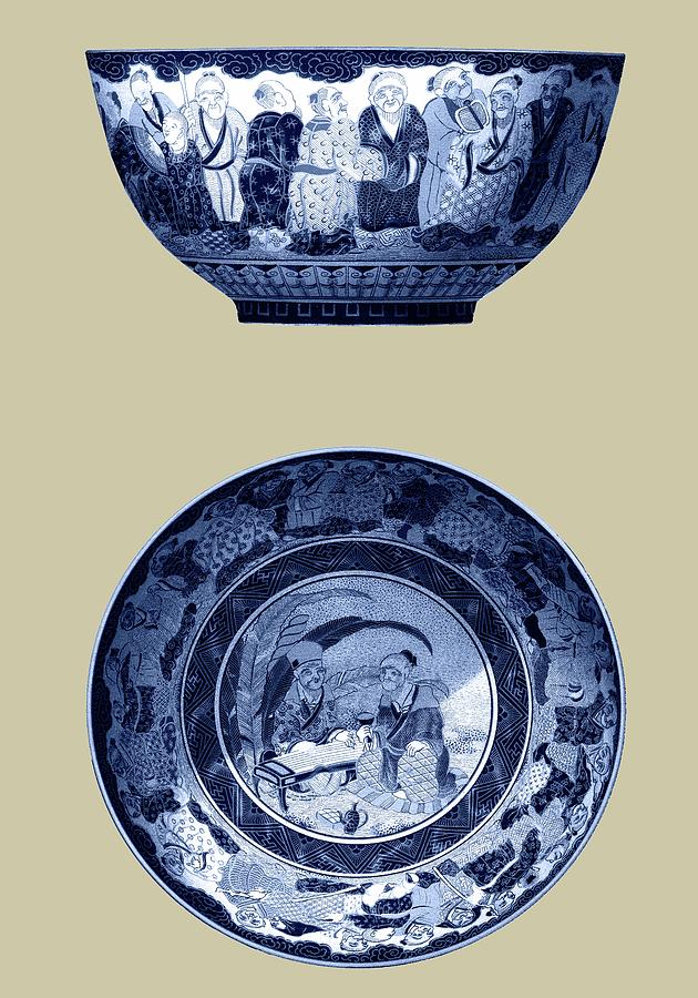 Bowl Painting - Porcelain In Blue And White II by Vision Studio