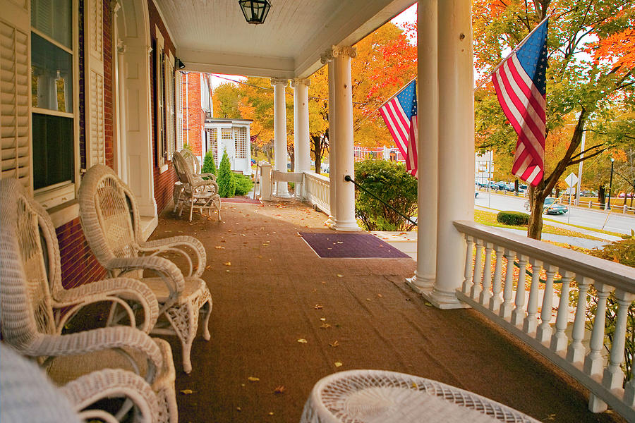 Porch In Autumn, Middlebury, Vt Digital Art by Claudia Uripos