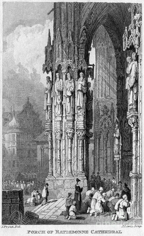 Porch Of Regensburg Ratisbon Cathedral Drawing by Print Collector
