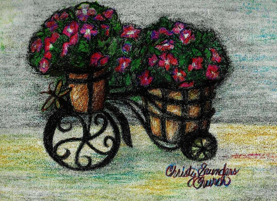 Porch Petunias Drawing by Christy Saunders Church