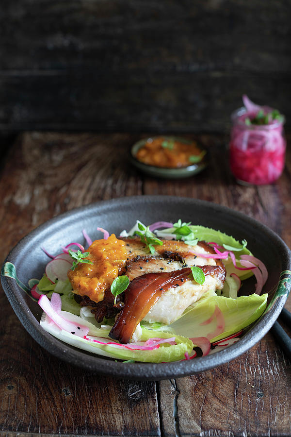 Porchetta With Apricot Chutney And Pickled Red Onion Photograph by Lilia Jankowska