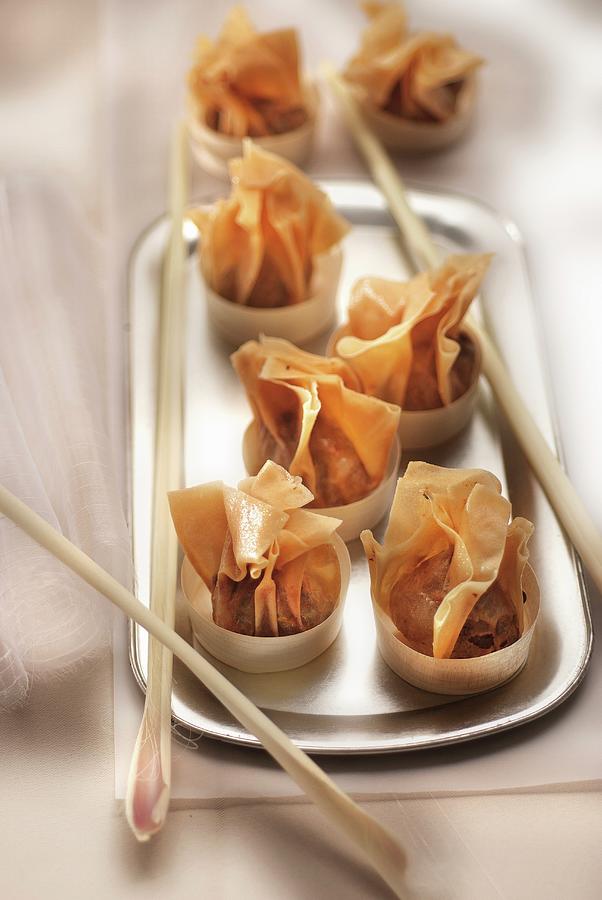 Pork And Citronella Fried Dumplings Photograph by Perrin
