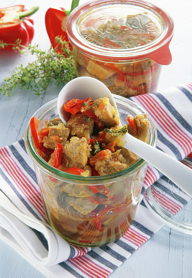 Pork Ragout With Pepper In A Jar Photograph by Teubner Foodfoto