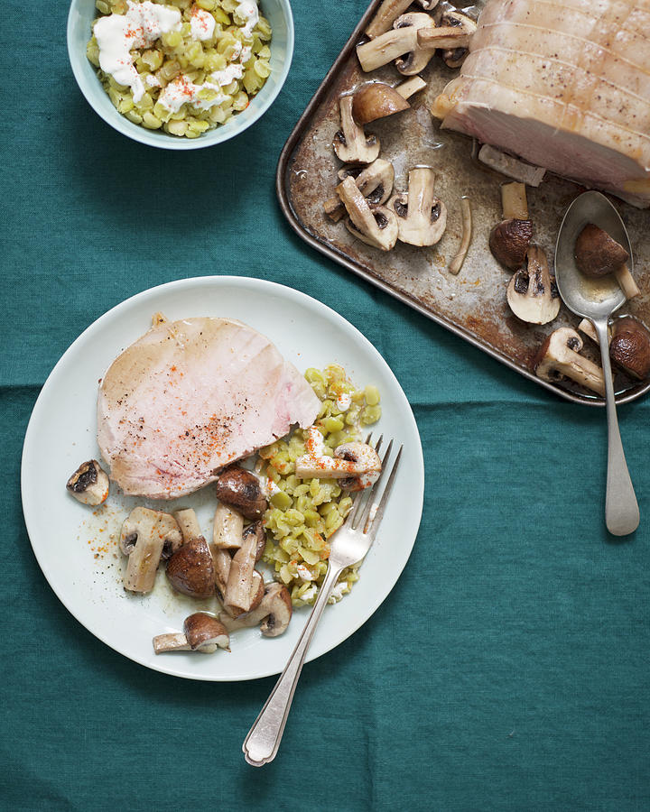 Pork Roast With Mushroom And Orecchiette Photograph by Carnet