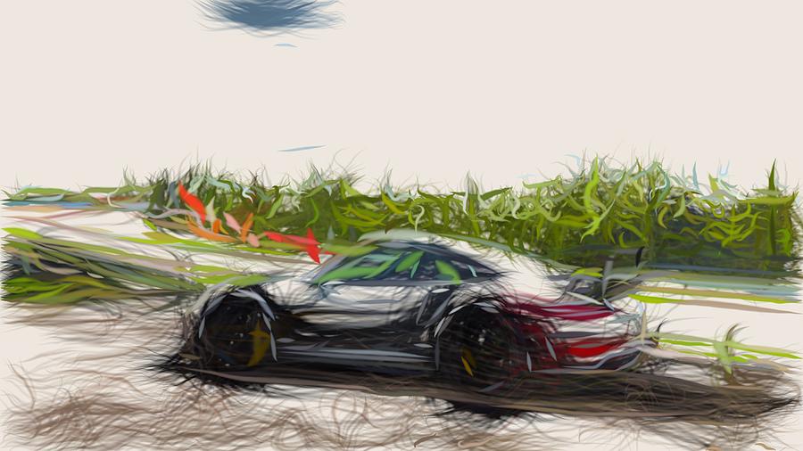 Porsche 911 GT3 RS Drawing Digital Art by CarsToon Concept
