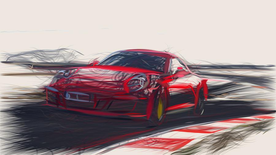 Porsche 911 GTS Drawing Digital Art by CarsToon Concept