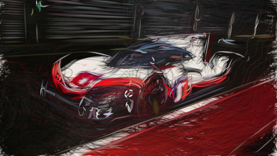 Porsche 919 Hybrid Evo Drawing Digital Art by CarsToon Concept