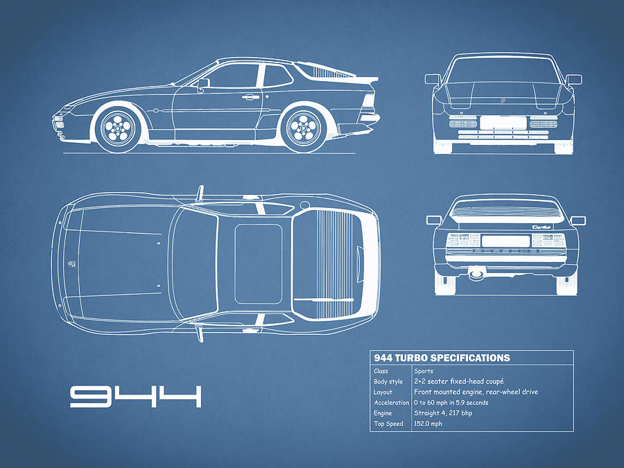 Porsche Photograph - The 944 Blueprint by Mark Rogan Porsche Photograph - The 944 Blueprint by Mark Rogan