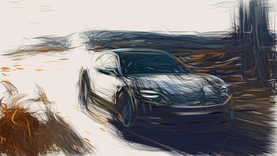 Porsche Mission E Cross Turismo Drawing Digital Art by CarsToon Concept