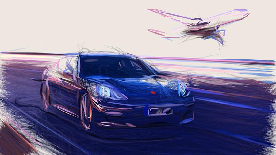 Porsche Panamera Turbo S Draw Digital Art by CarsToon Concept