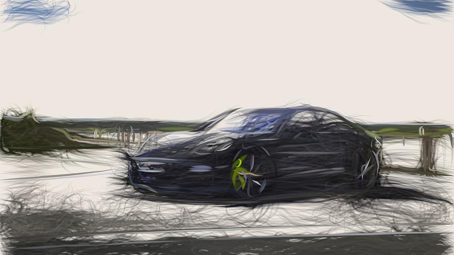 Porsche Panamera Turbo S E Hybrid Drawing Digital Art by CarsToon Concept