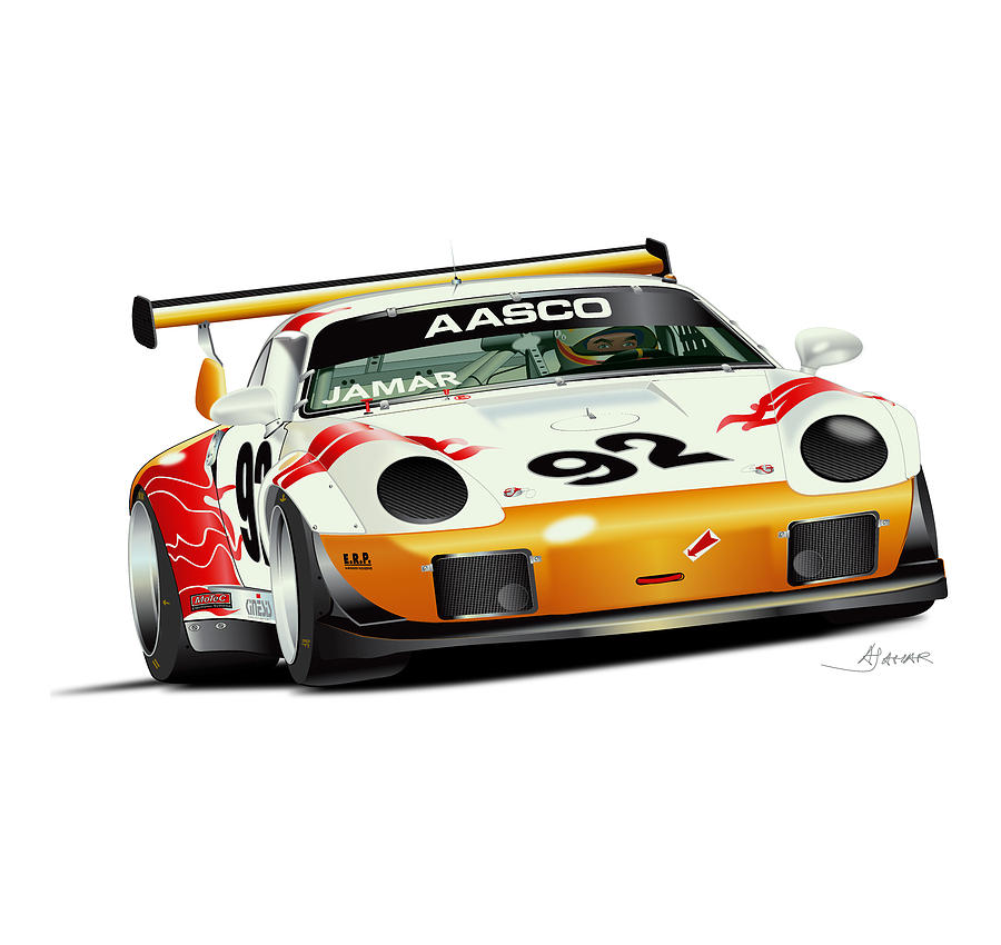 Porsche Turbo no background Drawing by Alain Jamar