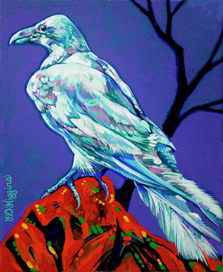 Port Clements Albino Raven Painting by Derrick Higgins - Pixels
