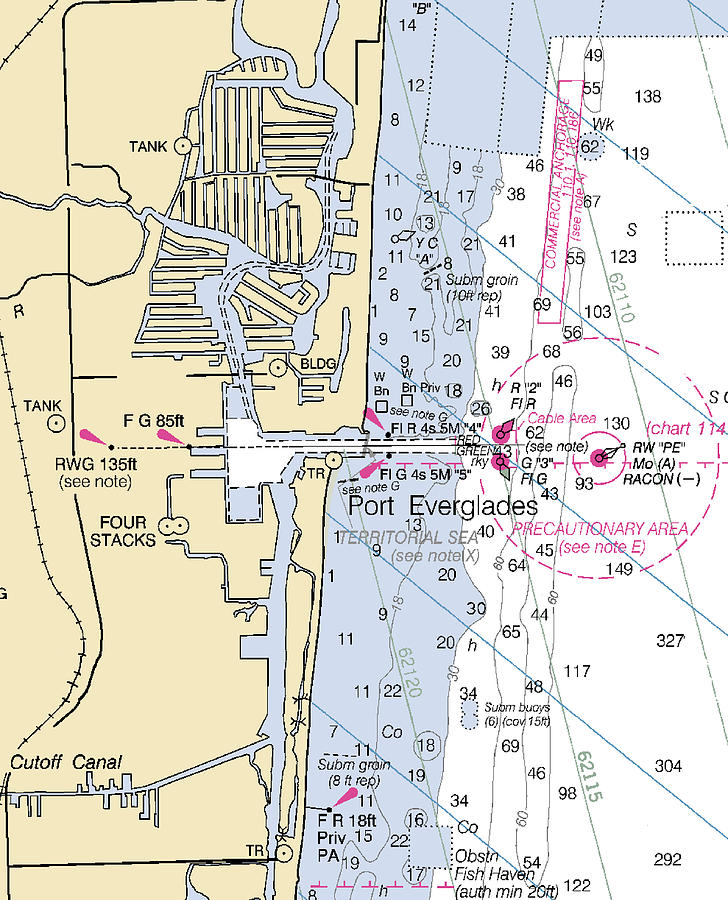 Port Evergladesflorida Nautical Chart Mixed Media by Sea Koast Fine