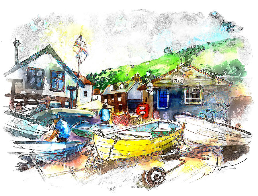 Port Isaac 10 Washed Painting by Miki De Goodaboom
