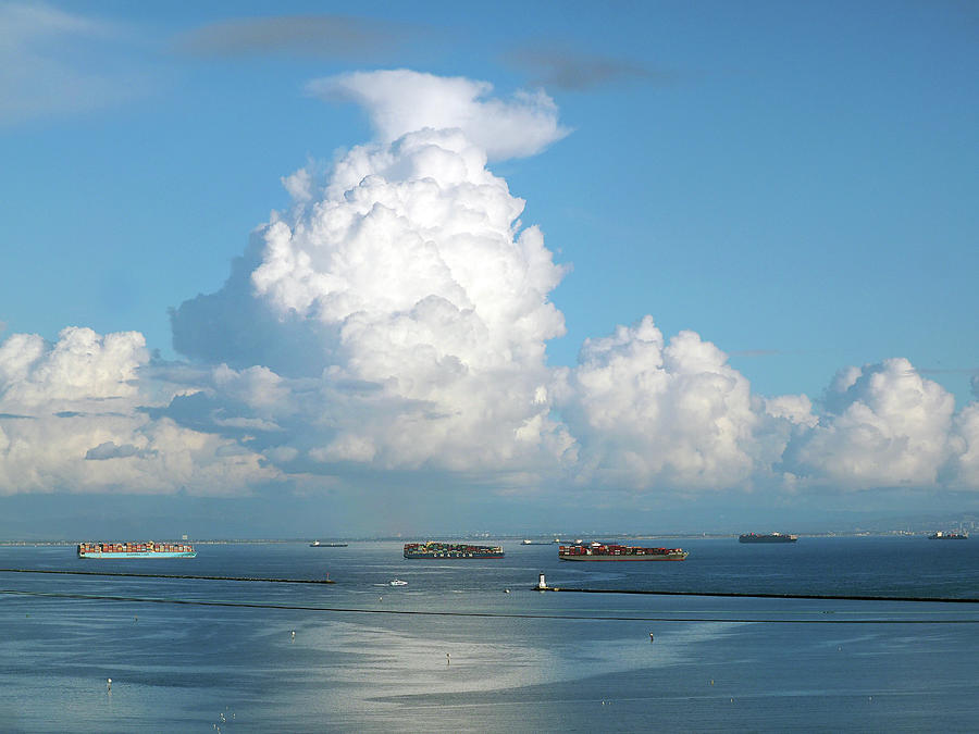 Port of Los Angeles with thundercloud Photograph by Joe Schofield