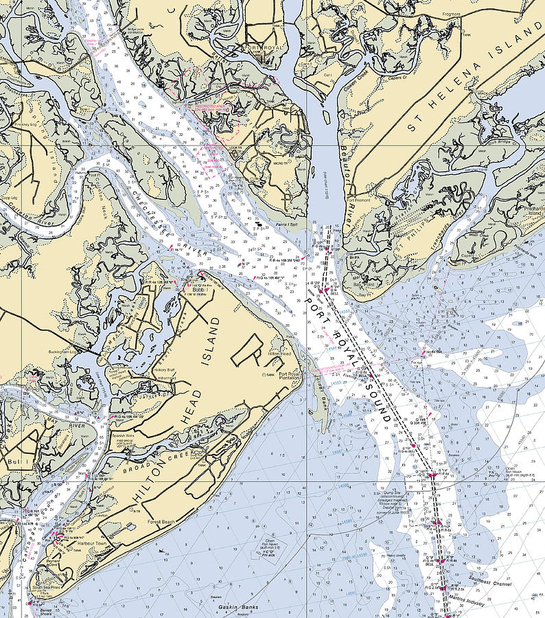 Port Royal Soundsouth Carolina Nautical Chart Mixed Media by Sea Koast