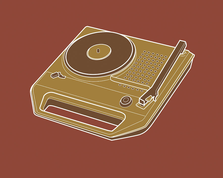 Music Drawing - Portable Turntable by CSA Images