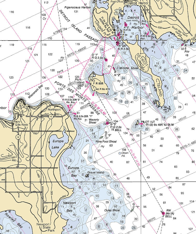 Porte Des Mortes Passage-lake Michigan Nautical Chart Mixed Media by ...