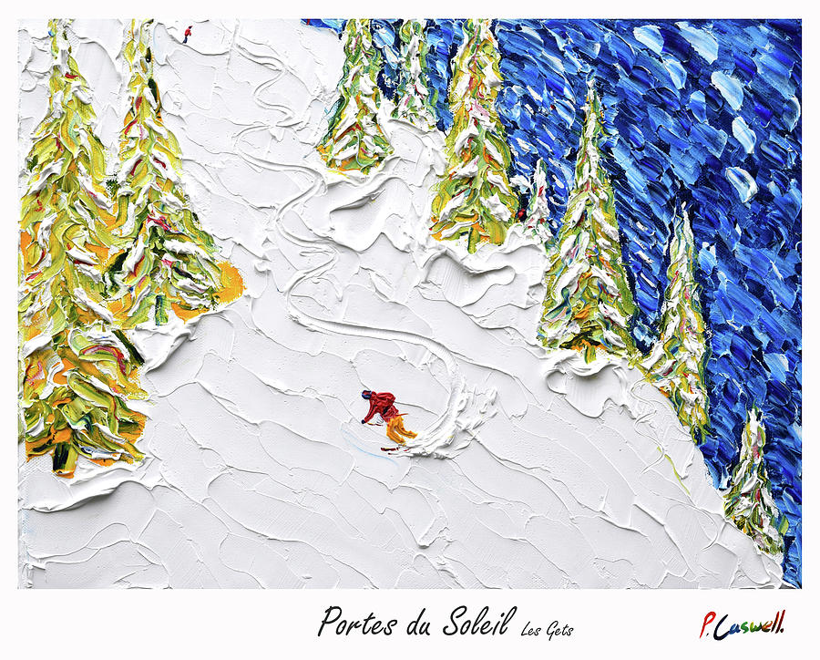 Portes Du Soleil Vintage Ski Poster Painting by Pete Caswell