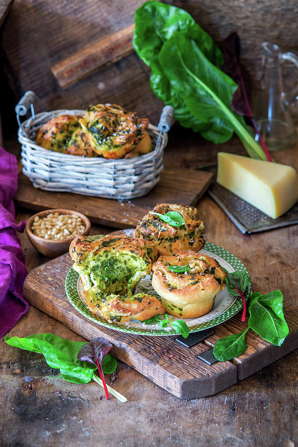 Portioned Bread With Swiss Chard And Cheese Photograph by Irina Meliukh
